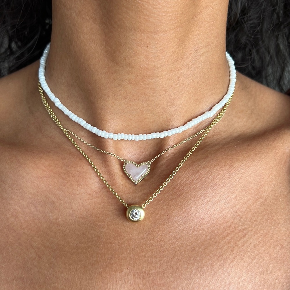 Preppy white plastic seed bead necklace
